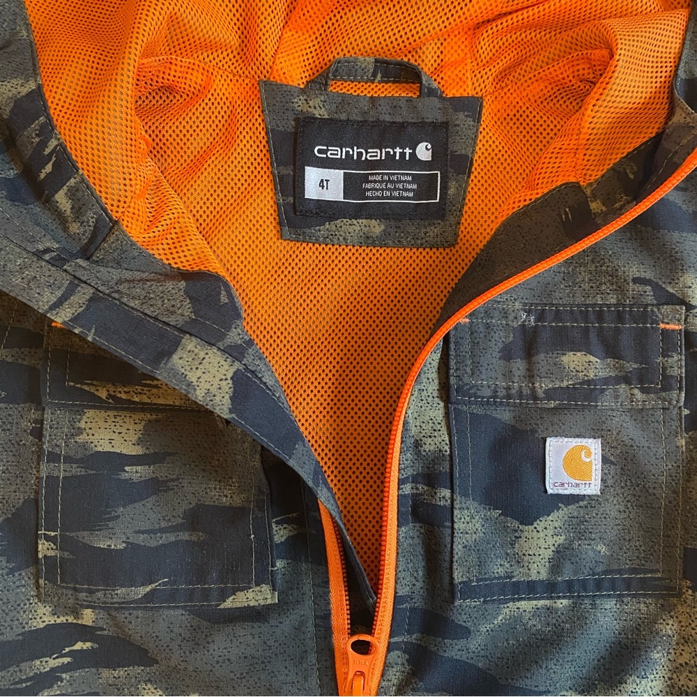 Carhartt Orange and Camo boys jacket